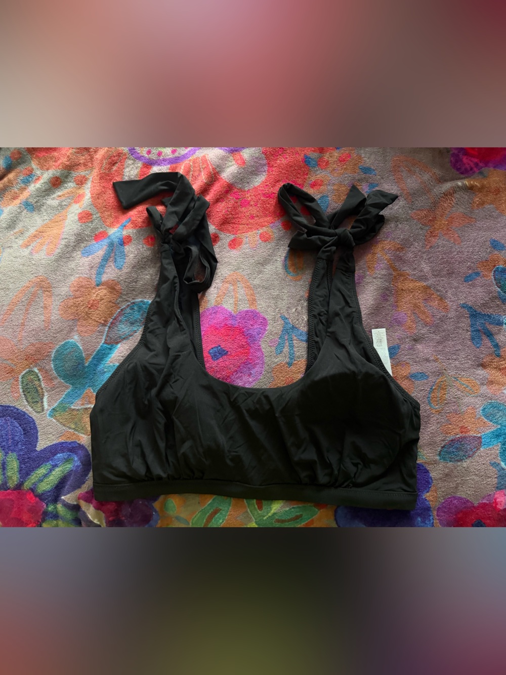 Hanky Panky Black Tie-Shoulder Bikini Top